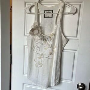 Abercrombie & Fitch Cream Embellished Tank Top